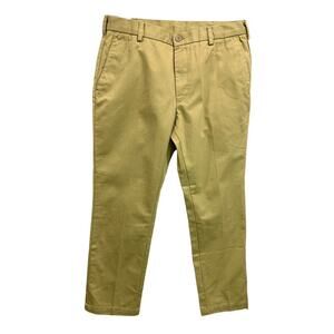 34 x 29 Izod Mens New American Chino Flat Front Straight Leg Cotton Khaki